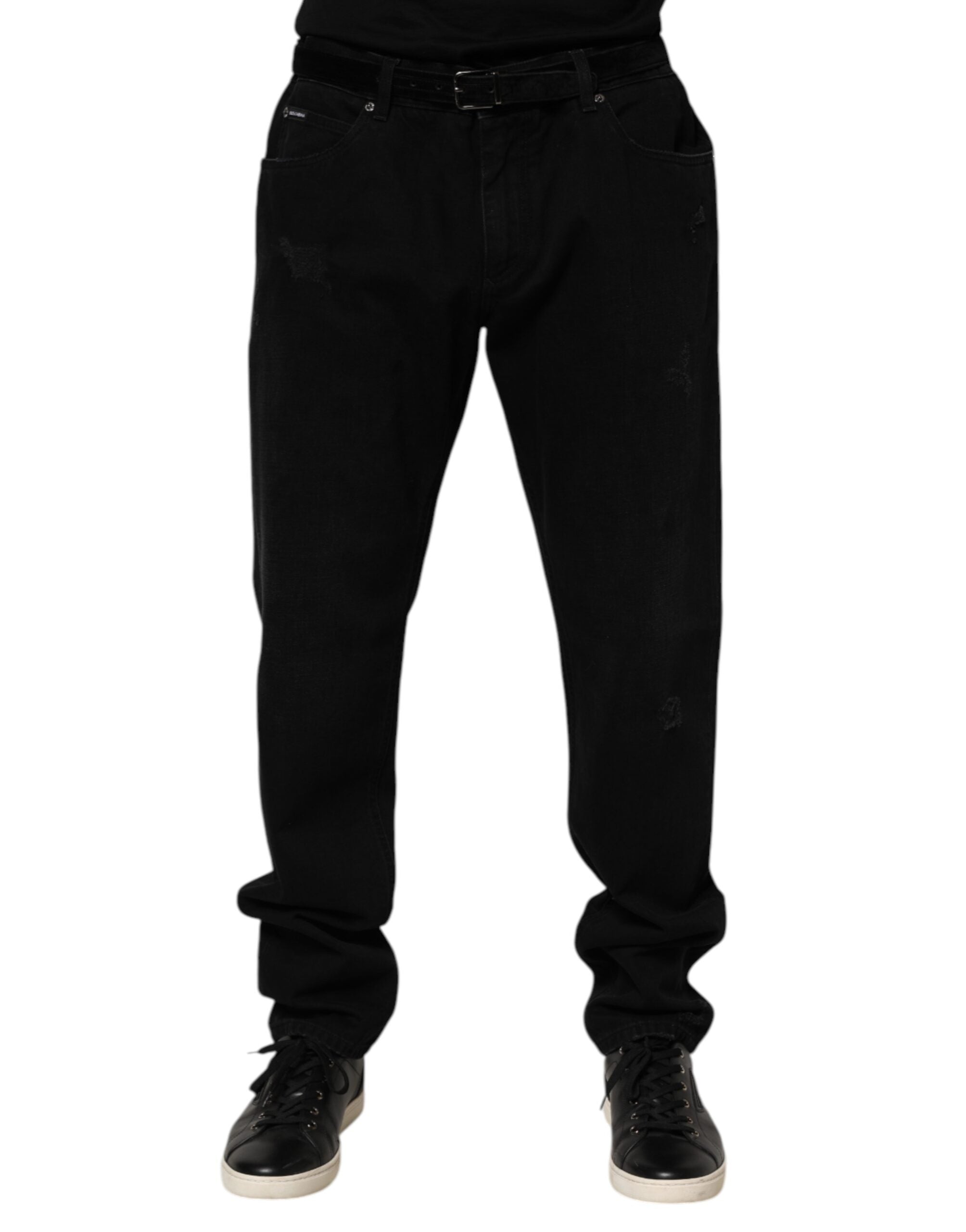 Dolce & Gabbana Black Cotton Regular Denim Men's Jeans