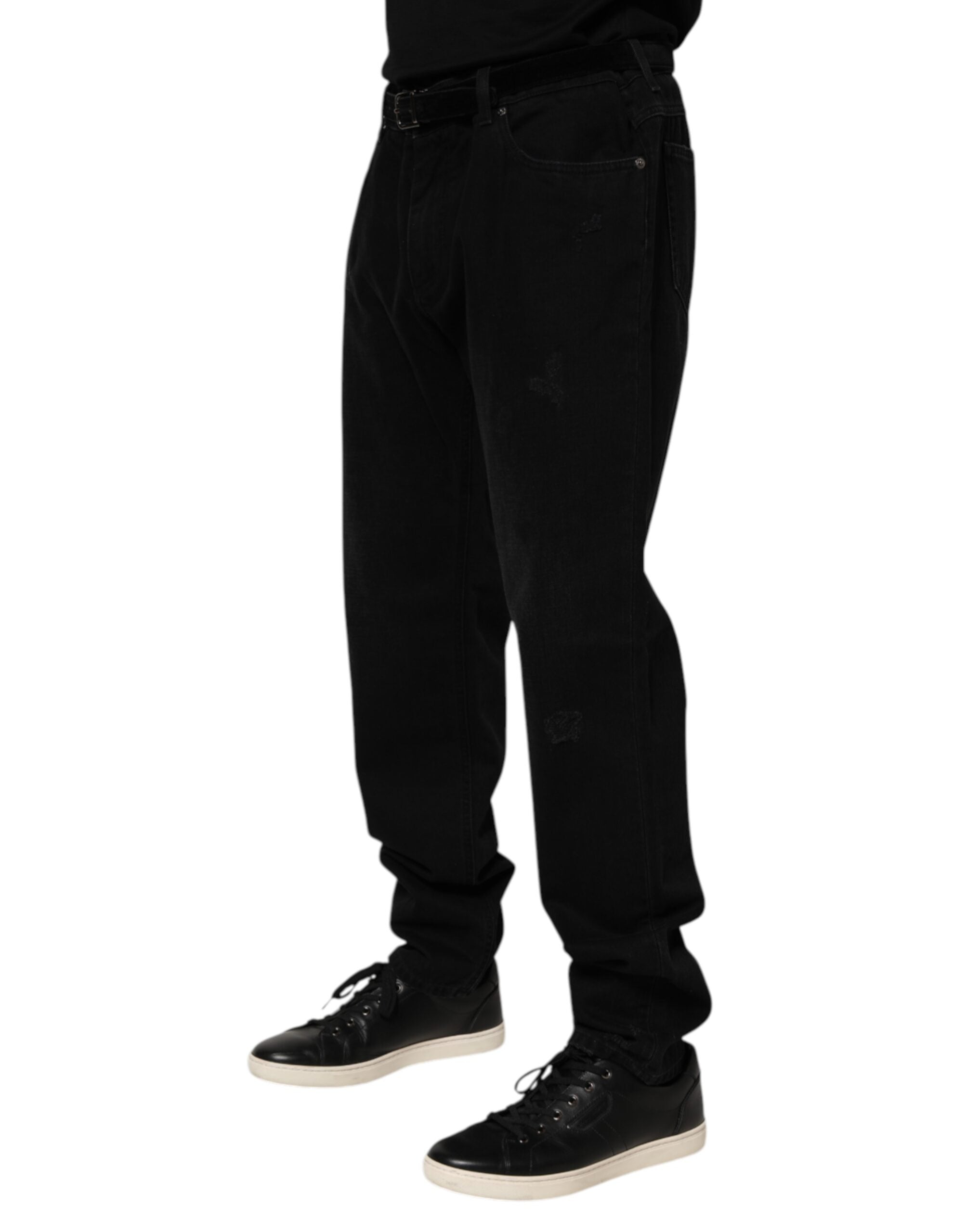Dolce & Gabbana Black Cotton Regular Denim Men's Jeans