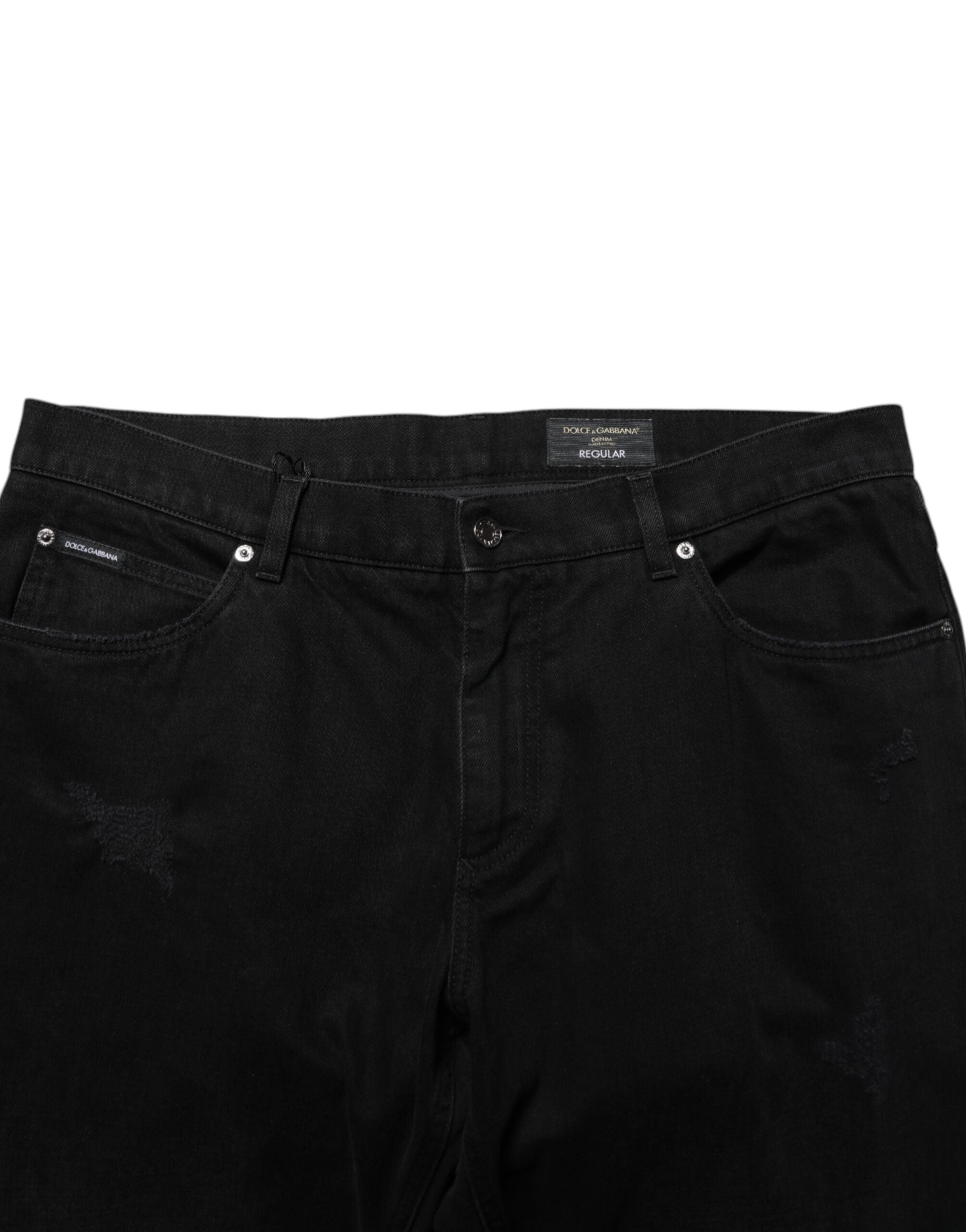 Dolce & Gabbana Black Cotton Regular Denim Men's Jeans