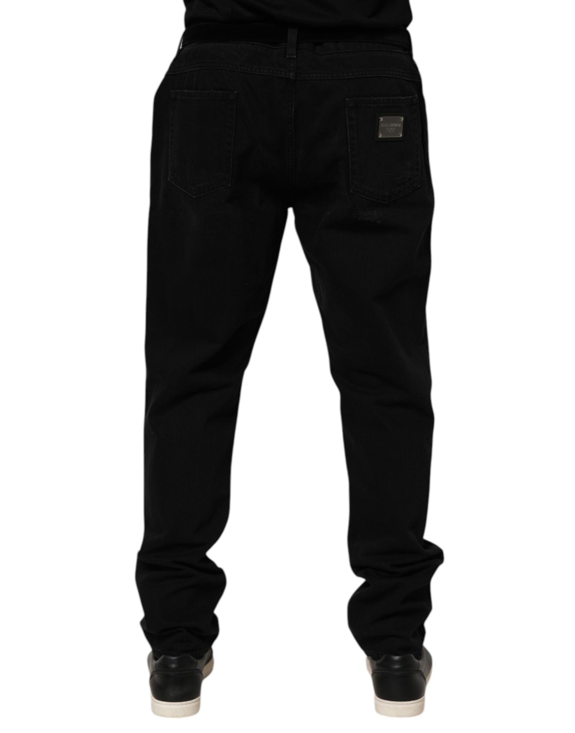 Dolce & Gabbana Black Cotton Regular Denim Men's Jeans