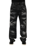 Dolce & Gabbana Schwarz marmorierte Effekt Straight Men Denim Jeans