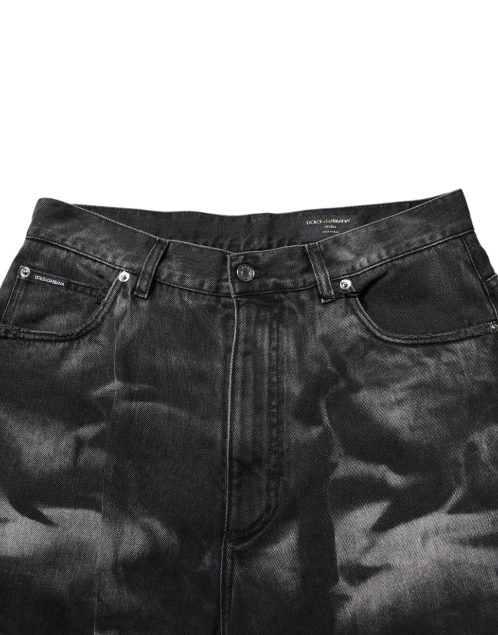 Dolce & Gabbana Schwarz marmorierte Effekt Straight Men Denim Jeans