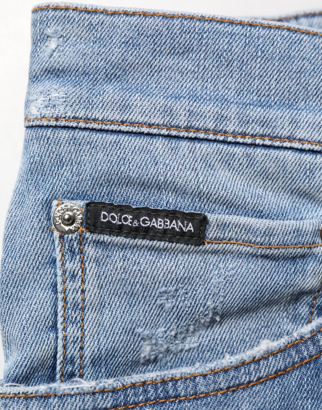 Dolce & Gabbana Blue Distressed Slim Fit Cotton Denim Jeans