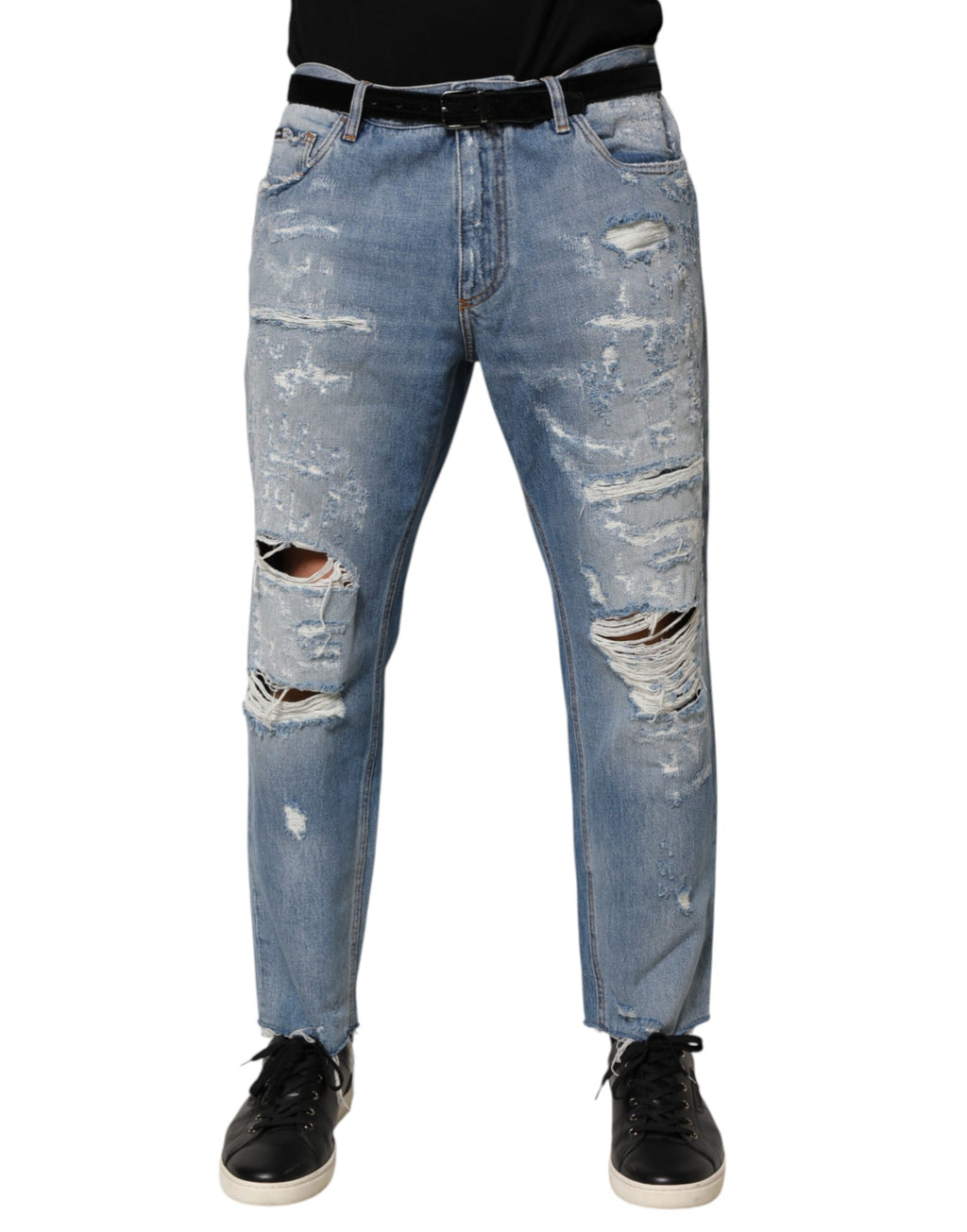 Dolce & Gabbana Blue Distressed Ripped Denim Jeans