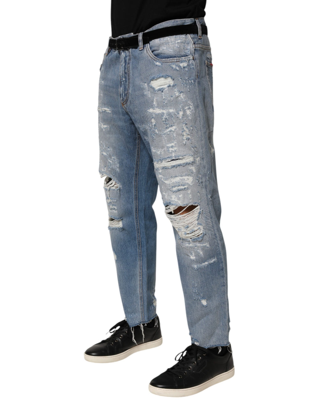 Dolce & Gabbana Blue Distressed Ripped Denim Jeans