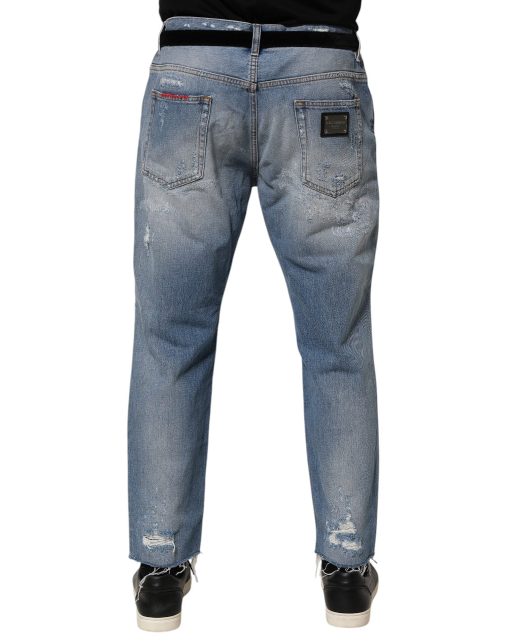 Dolce & Gabbana Blue Distressed Ripped Denim Jeans