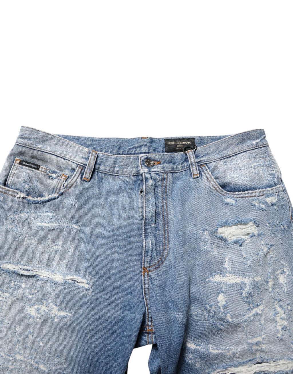 Dolce & Gabbana Blue Distressed Ripped Denim Jeans
