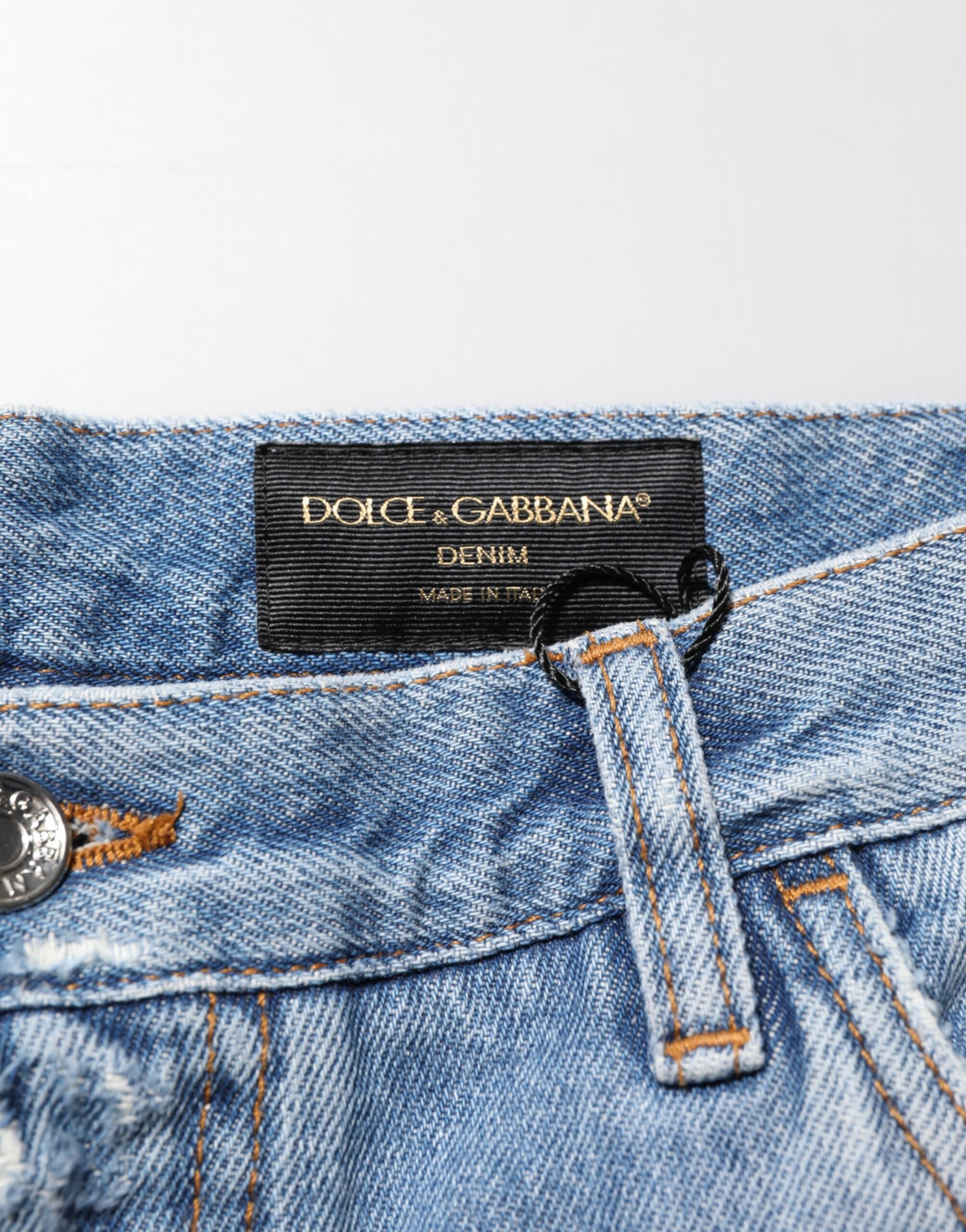 Dolce & Gabbana Blue Distressed Ripped Denim Jeans