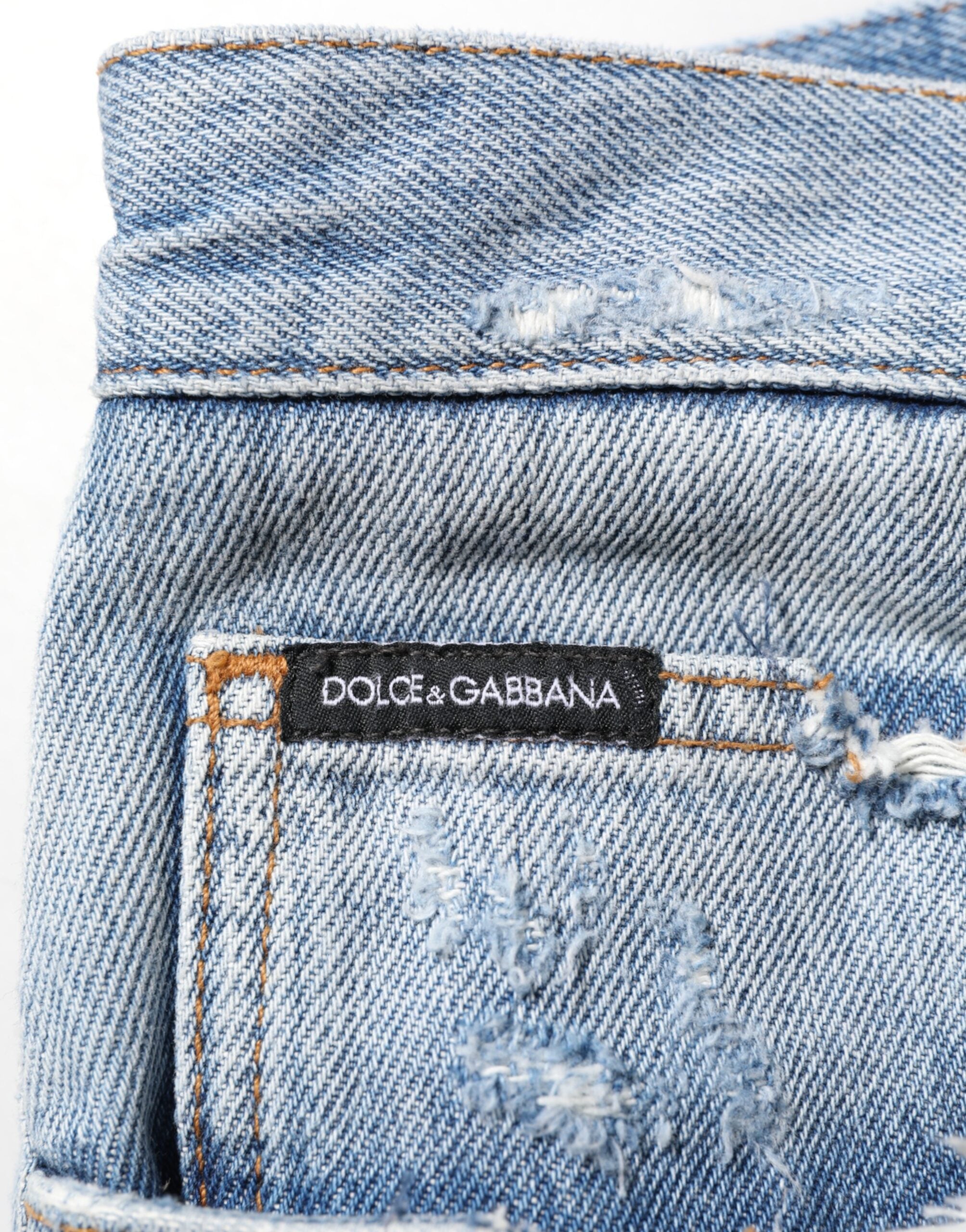 Dolce & Gabbana Blue Distressed Ripped Denim Jeans