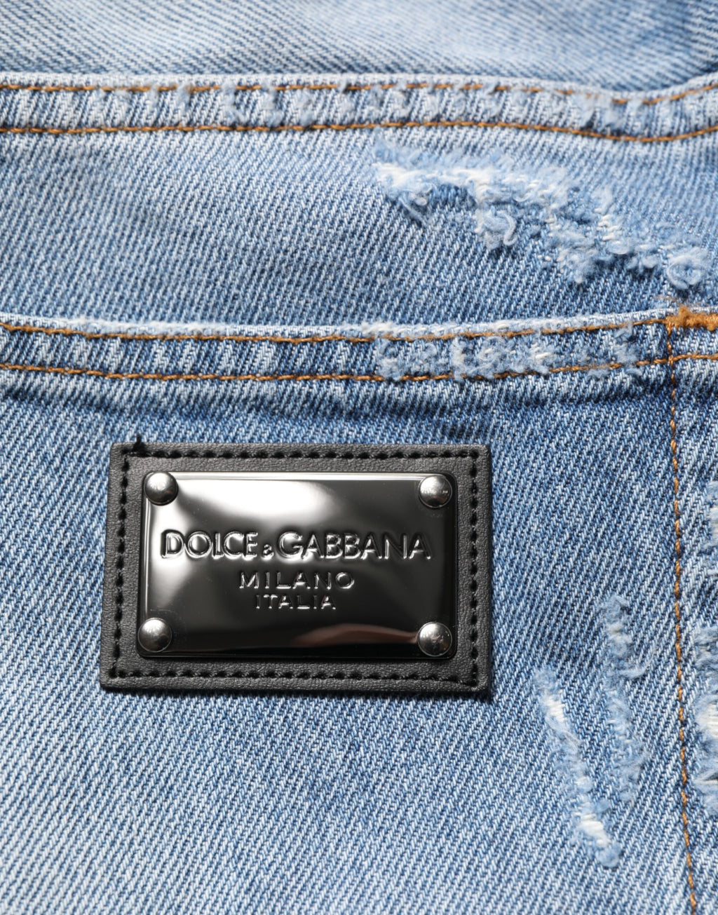 Dolce & Gabbana Blue Distressed Ripped Denim Jeans