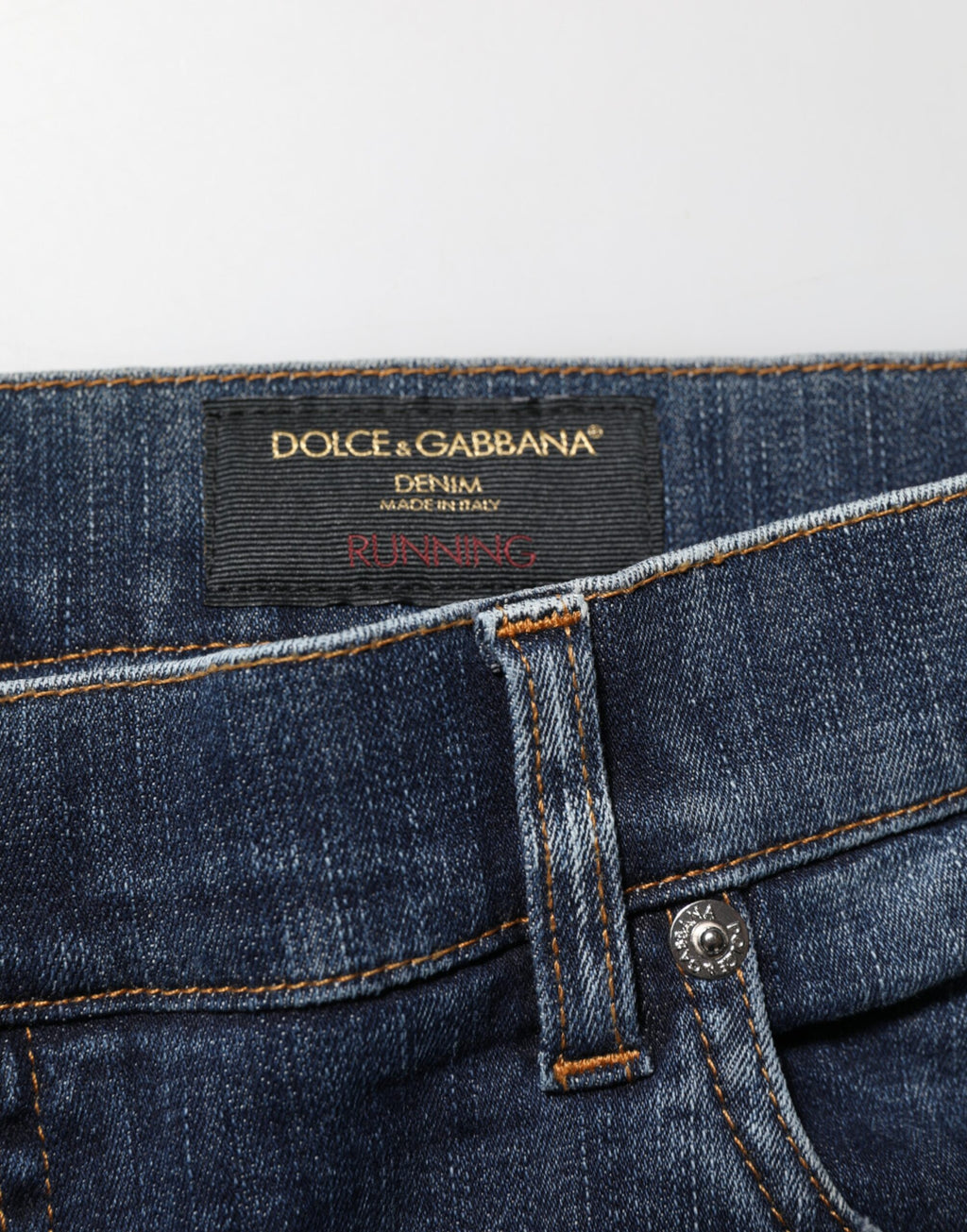 Dolce & Gabbana Dunkelblau gewaschene Running Ripped Denim Jeans