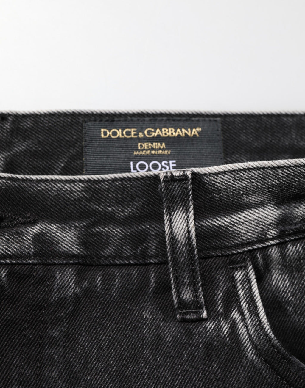 Dolce & Gabbana Black Washed Ripped Jeans in Loose Cotton Denim