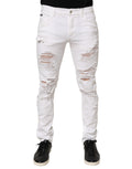 Dolce & Gabbana Weiße zerrissene Denim-Hosenjeans