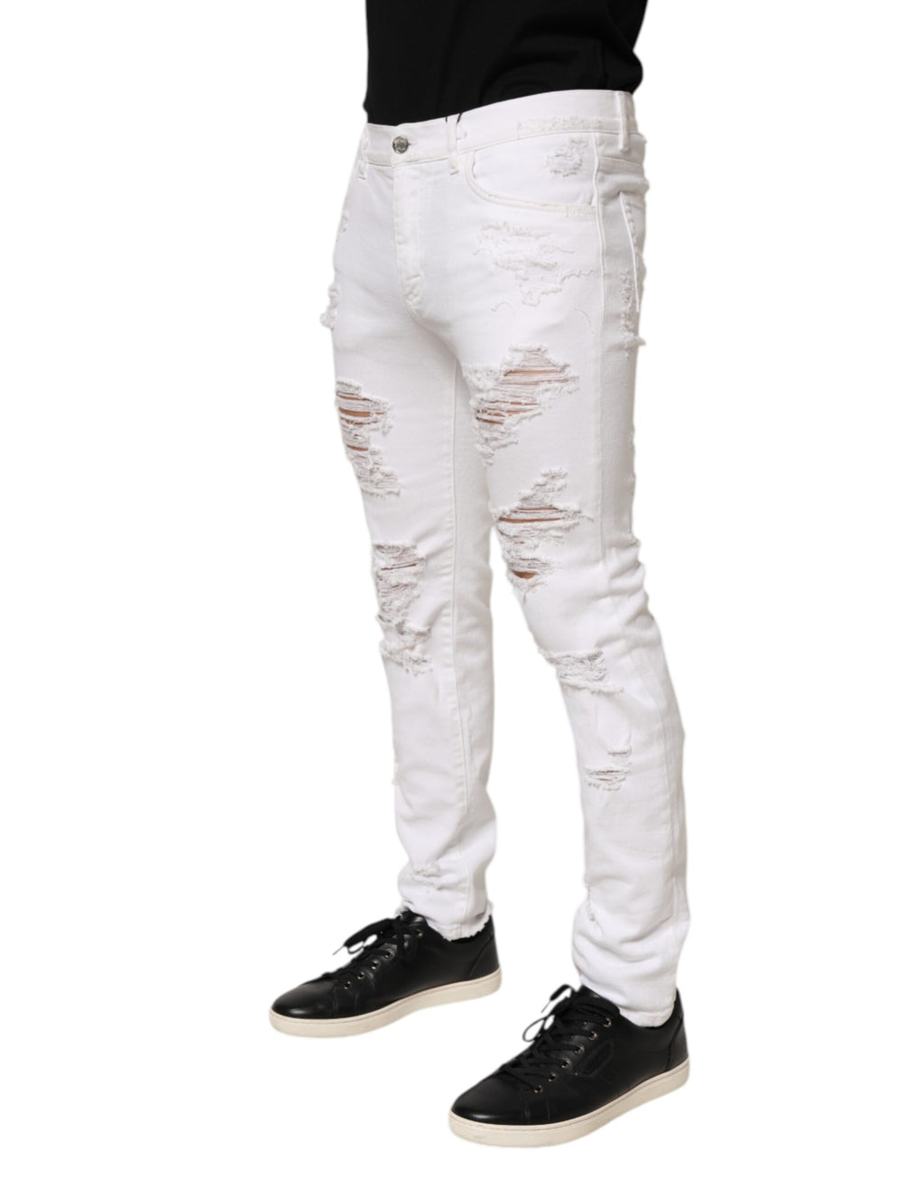 Dolce & Gabbana Weiße zerrissene Denim-Hosenjeans