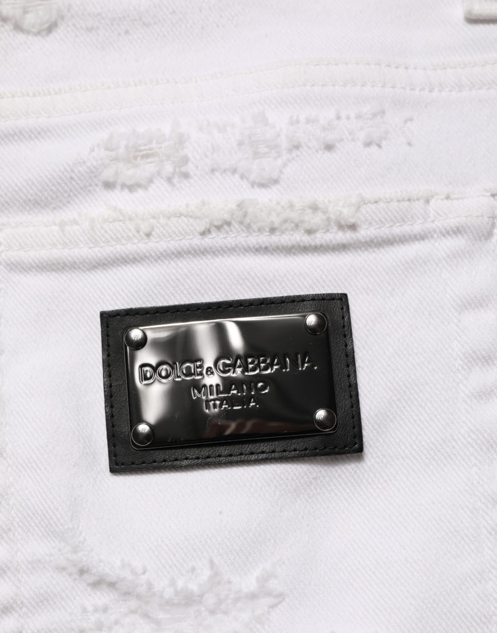 Dolce & Gabbana Weiße zerrissene Denim-Hosenjeans