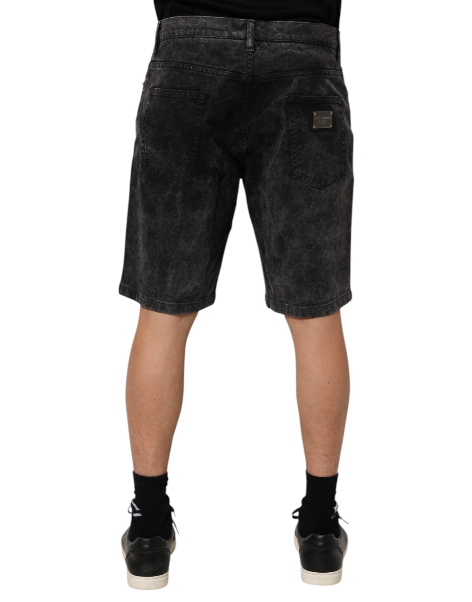 Dolce & Gabbana Schwarz Baumwolle Mid Waist Denim Männer Bermuda Short