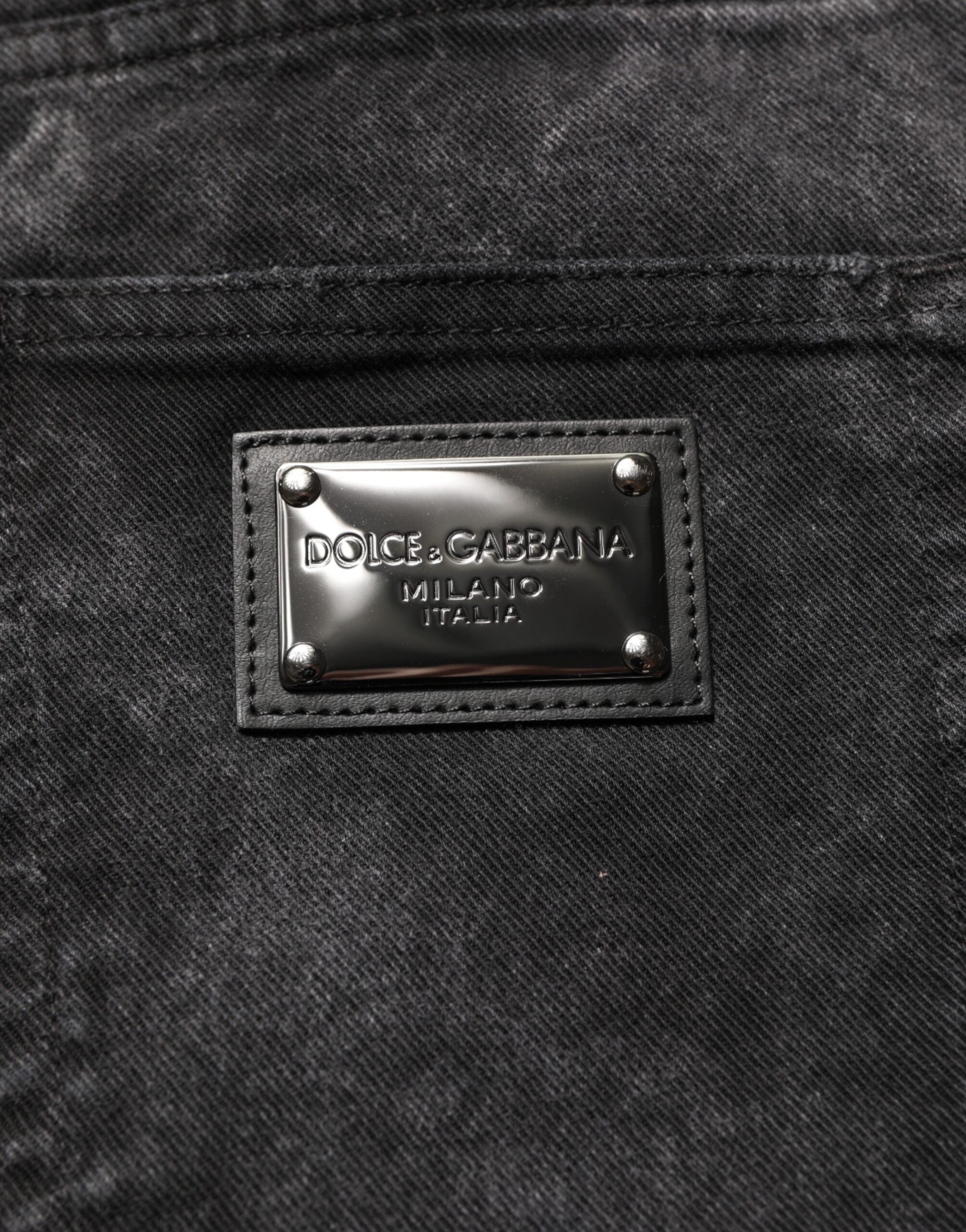 Dolce & Gabbana Schwarz Baumwolle Mid Waist Denim Männer Bermuda Short