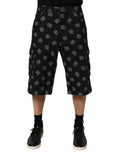 Dolce & Gabbana Black Monogram Denim Cargo Men's Bermuda Shorts