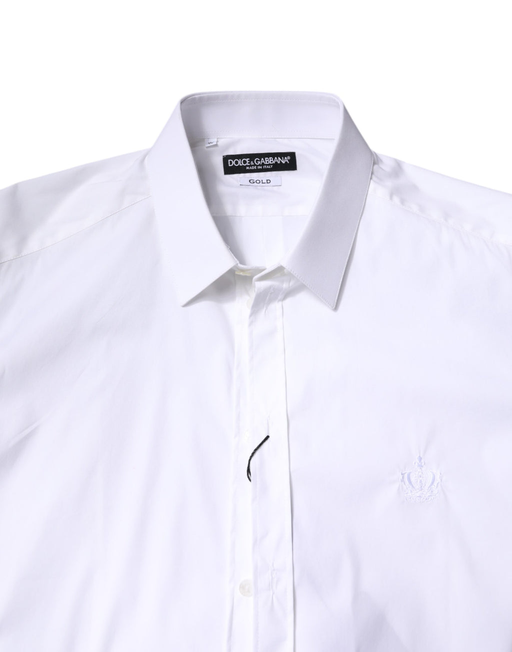 Dolce & Gabbana White Cotton Shirt with Gold Collar FormalDress
