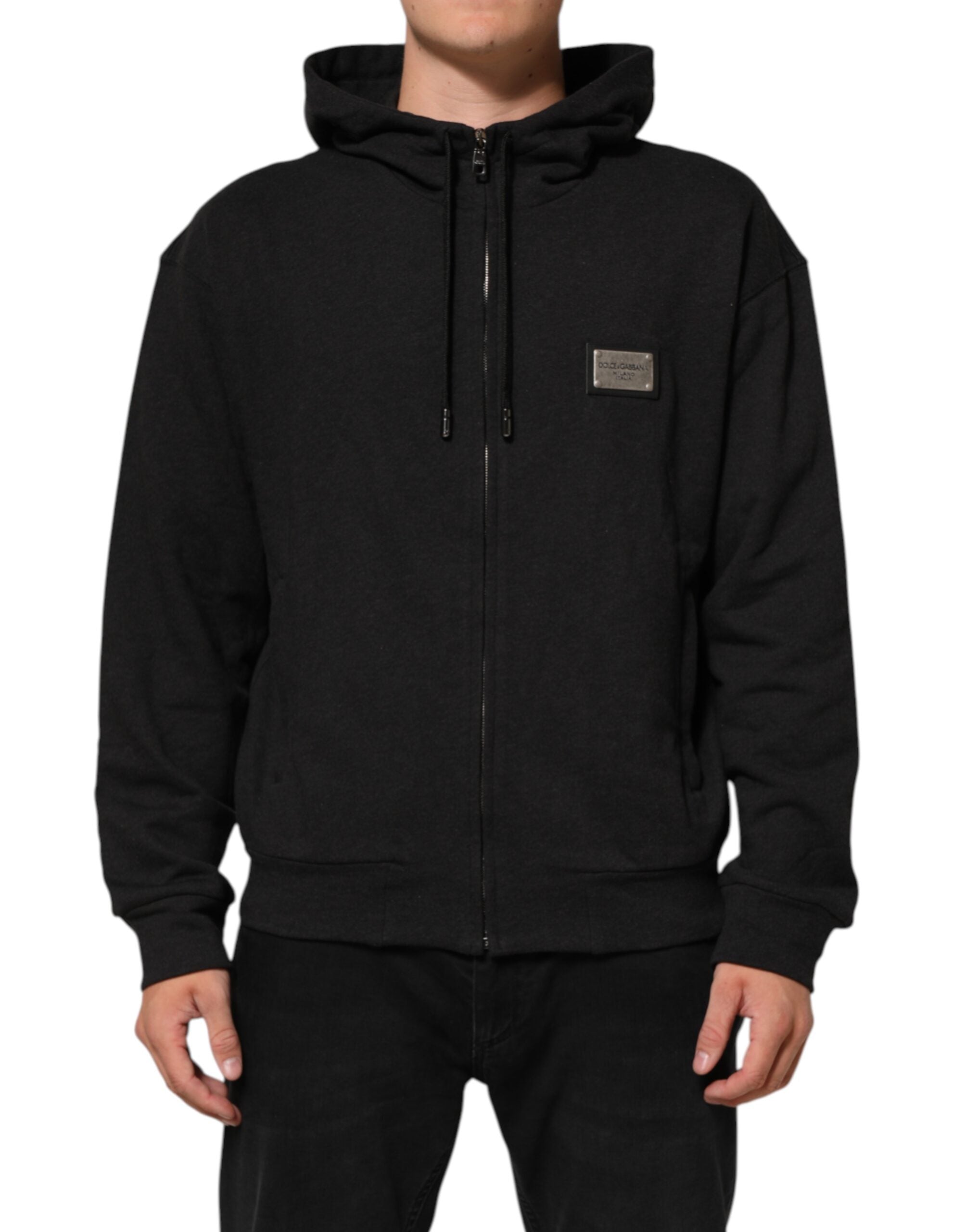 Dolce & Gabbana Black Logo Full-Zip Hoodie Sweatshirt
