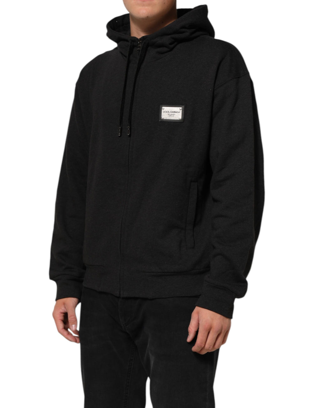 Dolce & Gabbana Black Logo Full-Zip Hoodie Sweatshirt