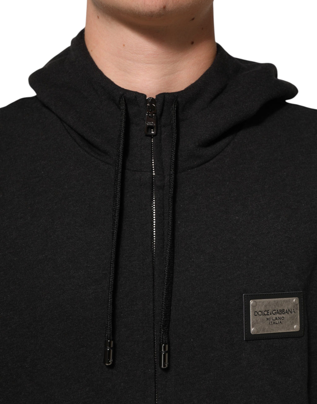 Dolce & Gabbana Black Logo Full-Zip Hoodie Sweatshirt