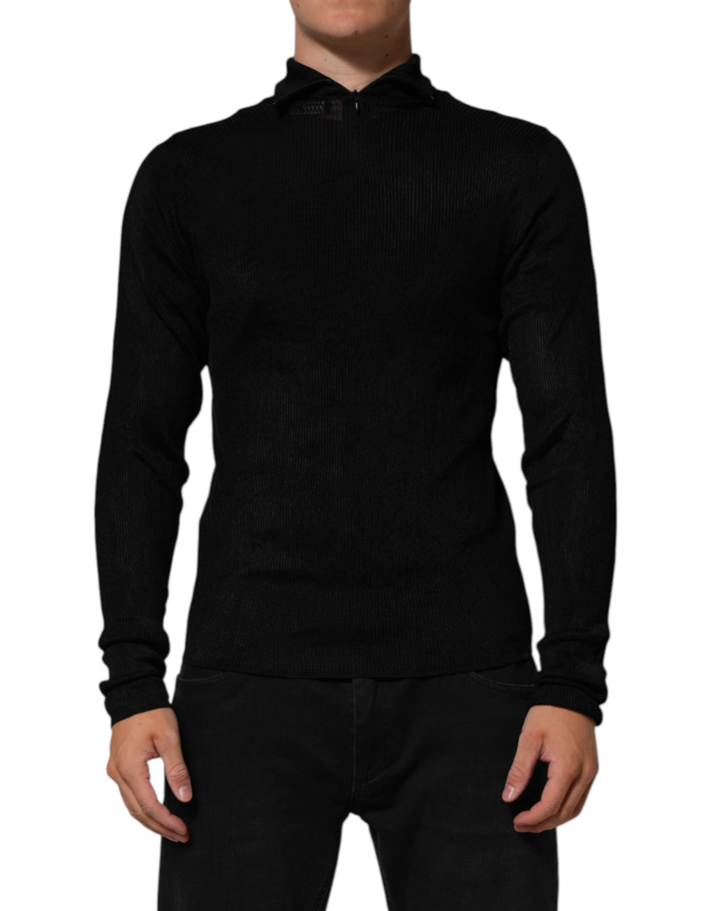 Dolce & Gabbana Black Viscose Turtleneck Sweater