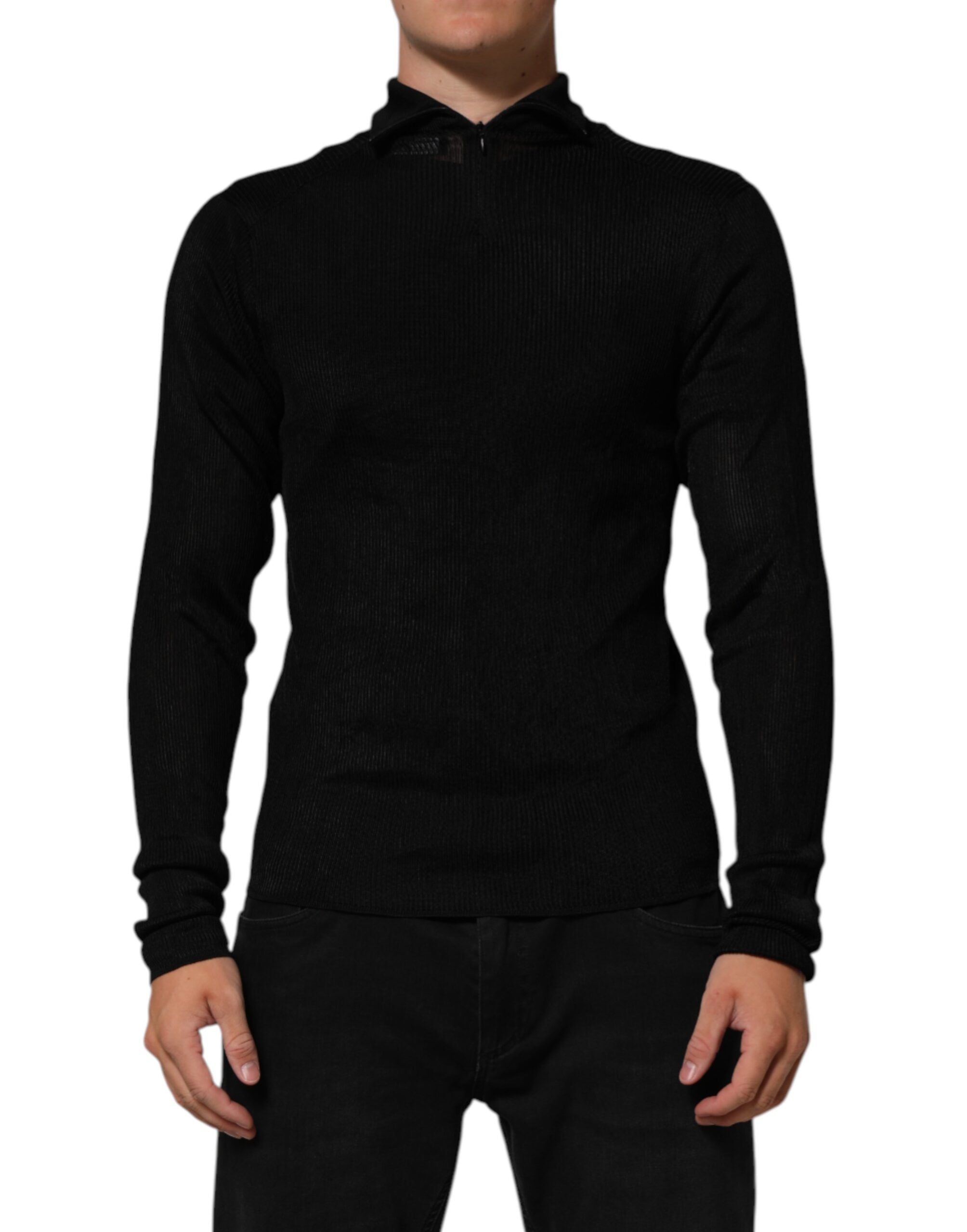 Dolce & Gabbana Black Viscose Turtleneck Sweater