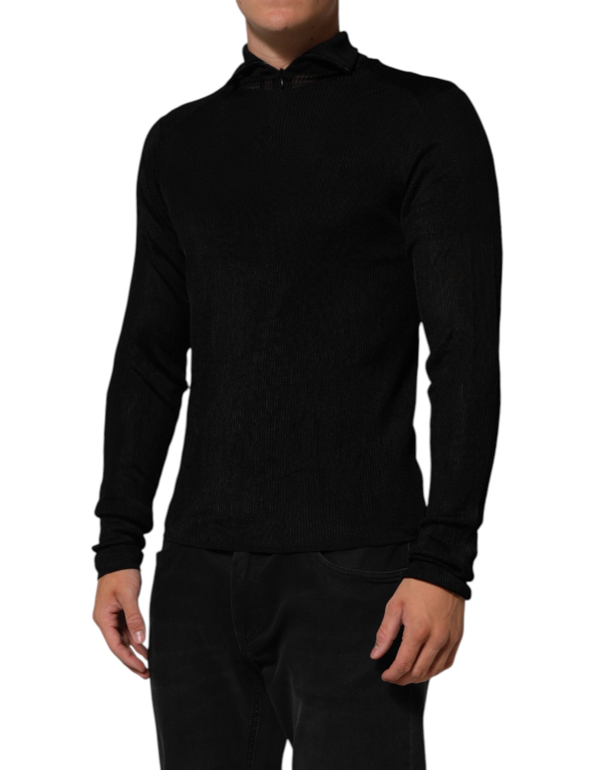 Dolce & Gabbana Black Viscose Turtleneck Sweater