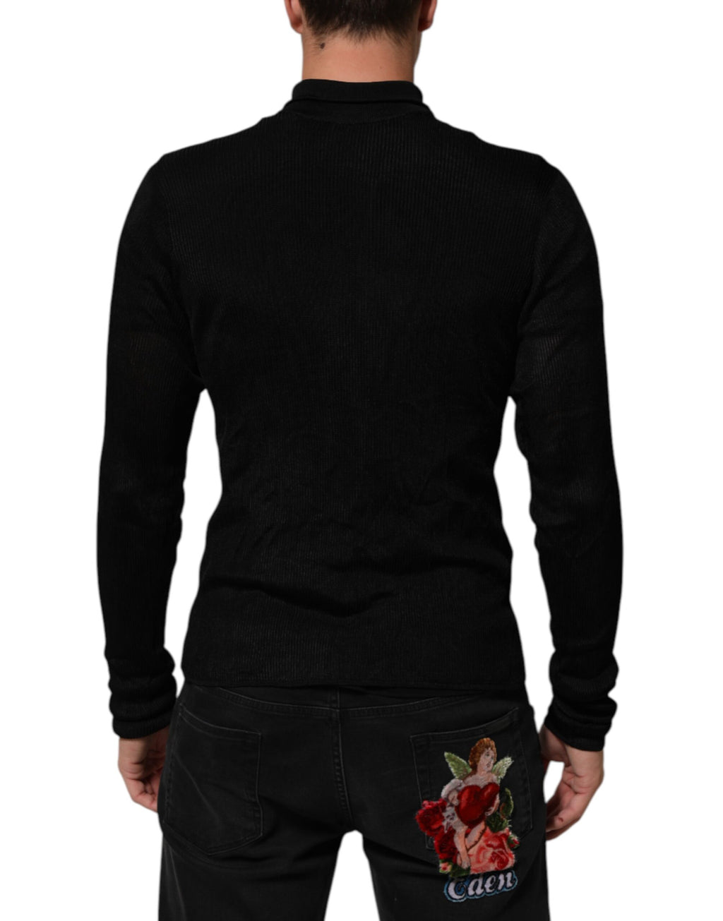 Dolce & Gabbana Black Viscose Turtleneck Sweater
