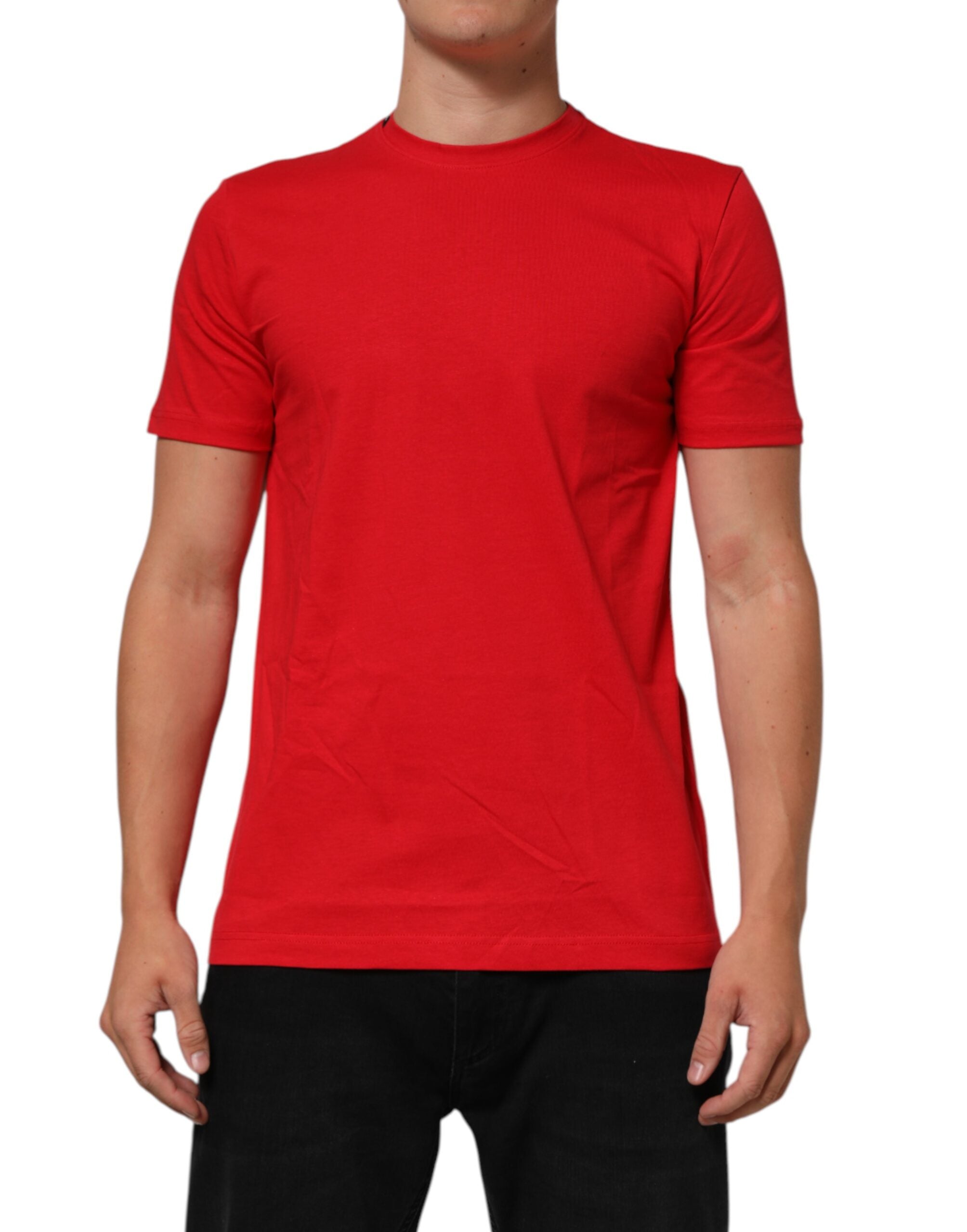 Dolce & Gabbana Red Goodluck 2023 Crew Neck Cotton T-Shirt