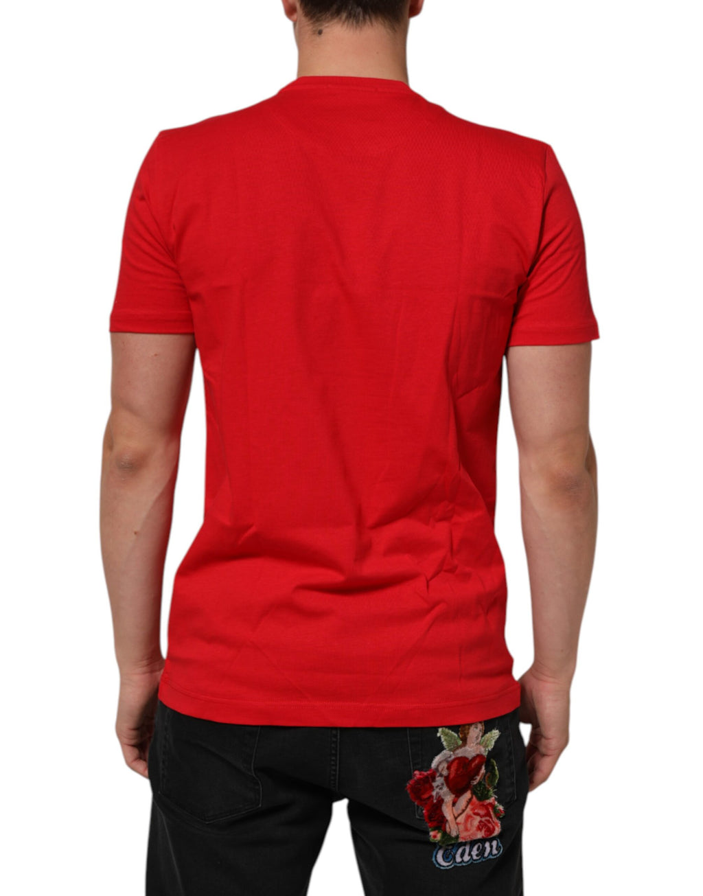 Dolce & Gabbana Red Goodluck 2023 Crew Neck Cotton T-Shirt