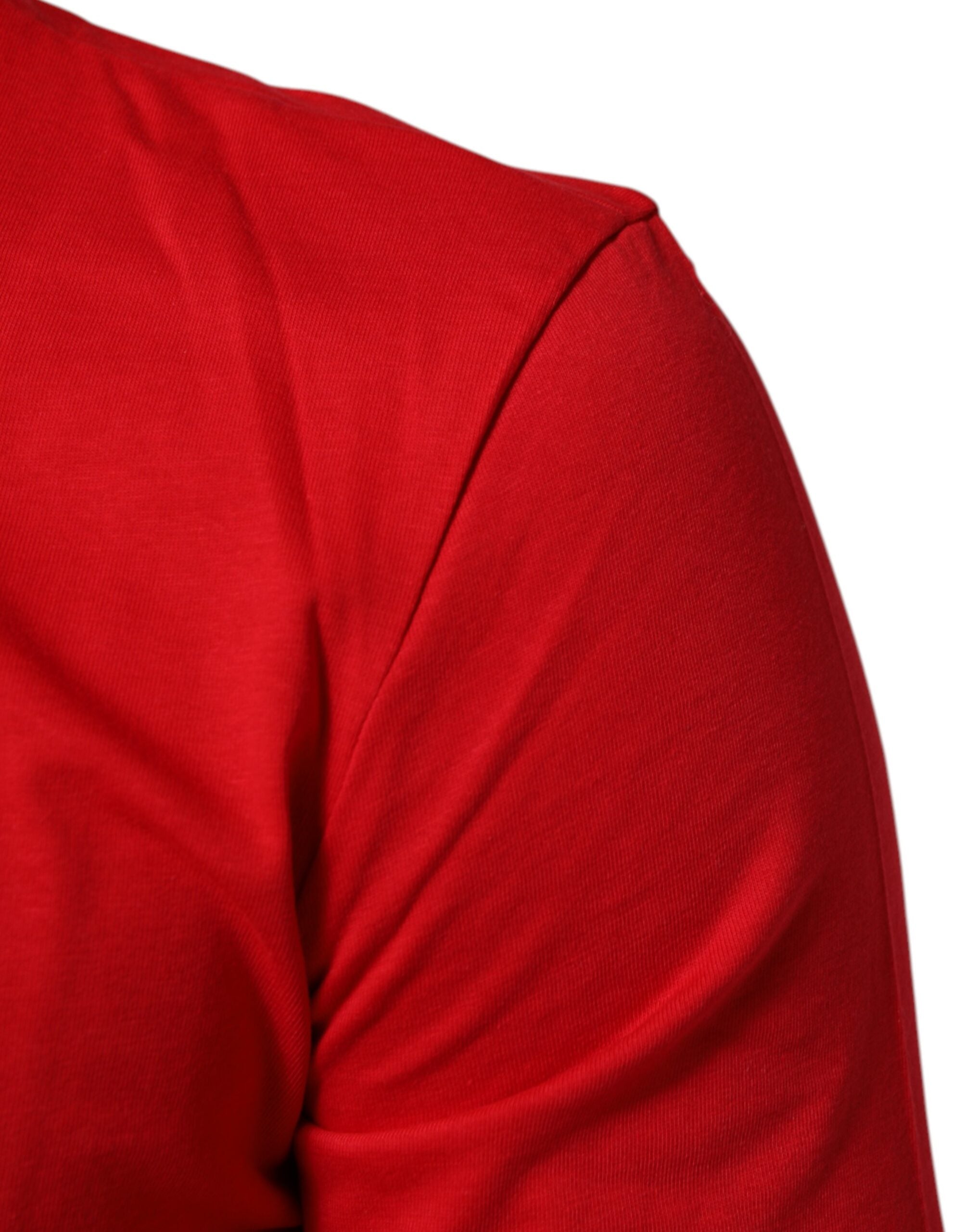 Dolce & Gabbana Red Goodluck 2023 Crew Neck Cotton T-Shirt