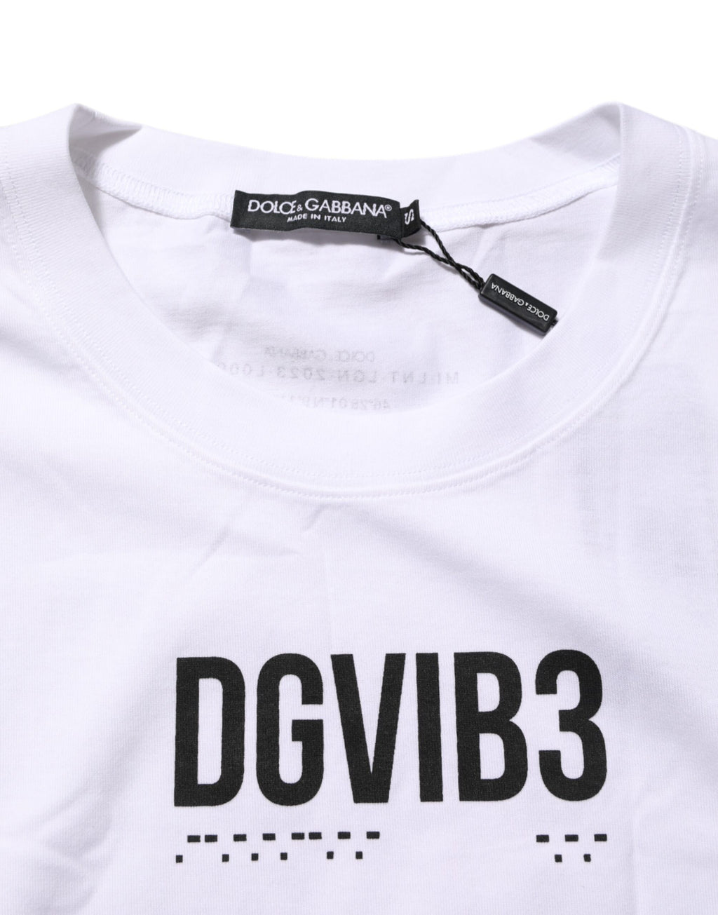 Dolce & Gabbana Weißes ärmelloses bedrucktes Tank-T-Shirt aus Baumwolle