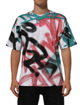 Dolce & Gabbana Weißes Graffiti-T-Shirt mit Rundhalsausschnitt und kurzen Ärmeln