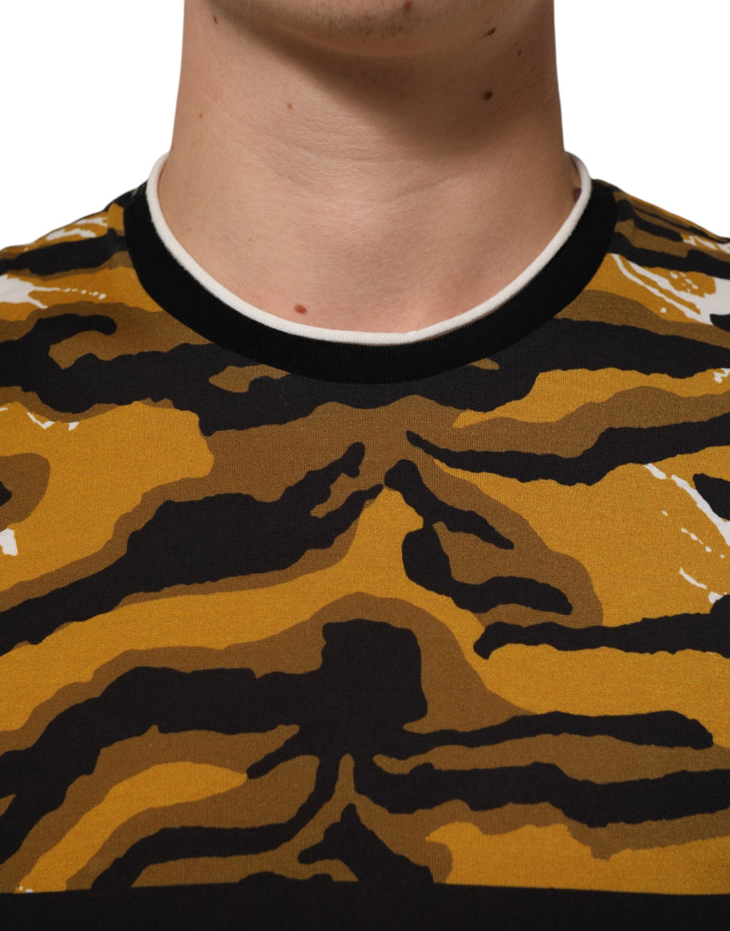 Dolce & Gabbana Multicolor Leopard Palm Leaf Men's Crew Neck T-Shirt