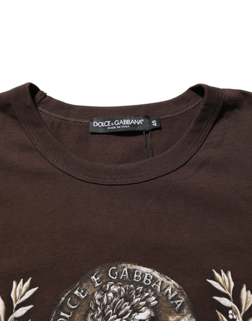 Dolce & Gabbana Men's Brown Laurel Coin Crewneck T-Shirt