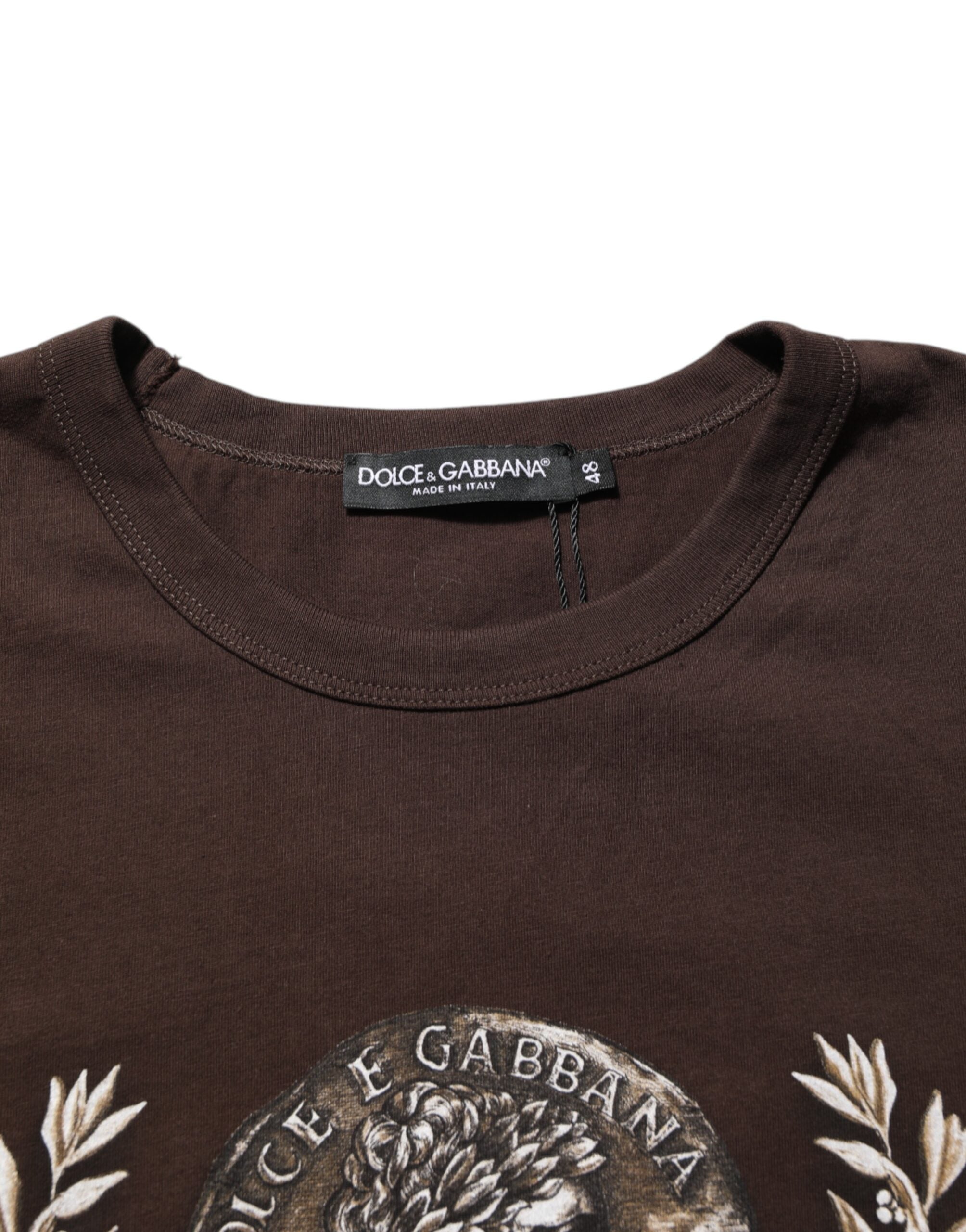 Dolce & Gabbana Men's Brown Laurel Coin Crewneck T-Shirt