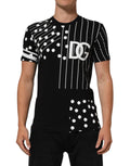 Dolce & Gabbana Black Cotton Crew Neck T-Shirt with Polka Dots