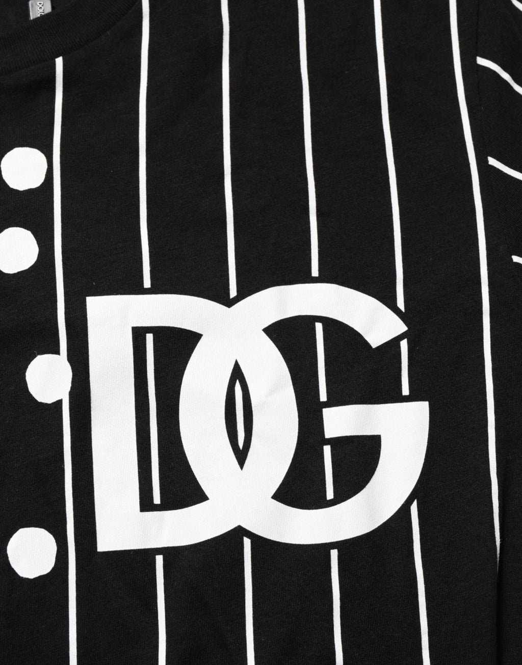 Dolce & Gabbana Black Cotton Crew Neck T-Shirt with Polka Dots