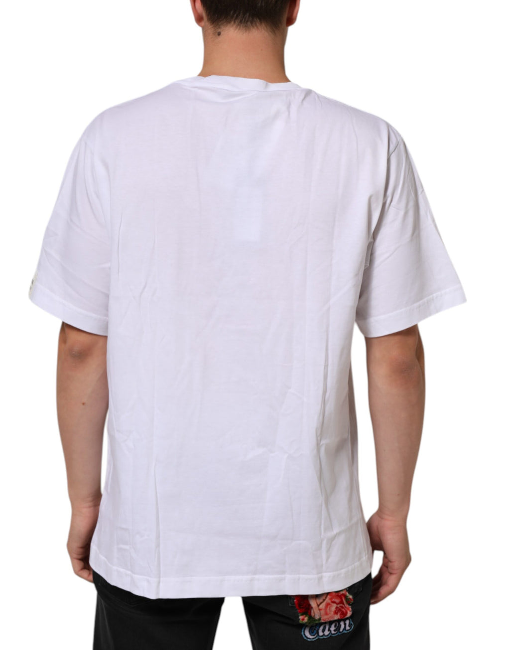 Dolce & Gabbana Weißes T-Shirt mit Rundhalsausschnitt aus Baumwolle mit Grafikdruck