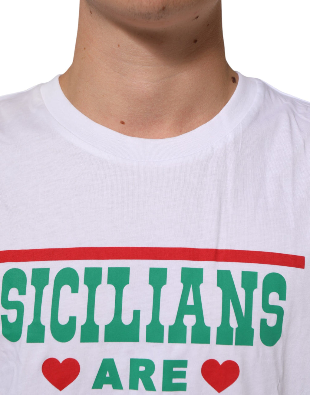 Dolce & Gabbana Weißes T-Shirt mit Rundhalsausschnitt aus Baumwolle mit Grafikdruck