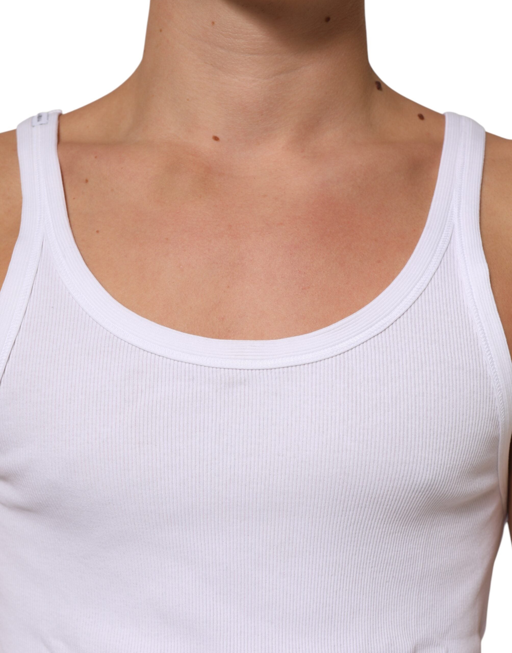 Dolce & Gabbana Weißes ärmelloses Rundhals-Tank-Top T-Shirt