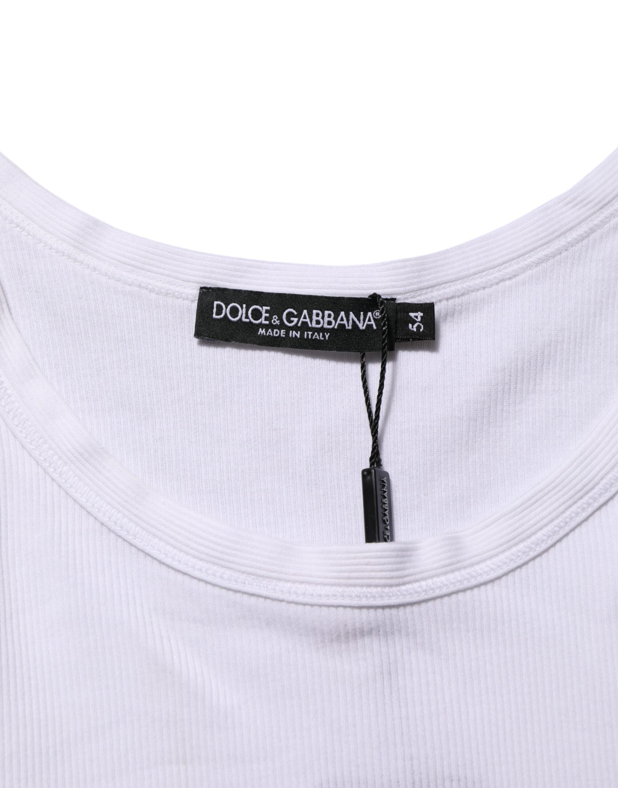 Dolce & Gabbana Weißes ärmelloses Rundhals-Tank-Top T-Shirt
