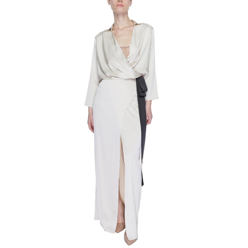 Sandro Ferrone Beigefarbenes Polyester-Maxikleid