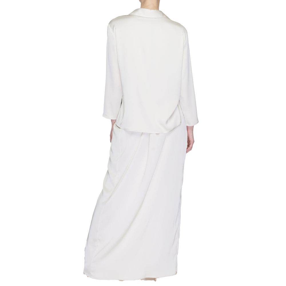 Sandro Ferrone Beigefarbenes Polyester-Maxikleid