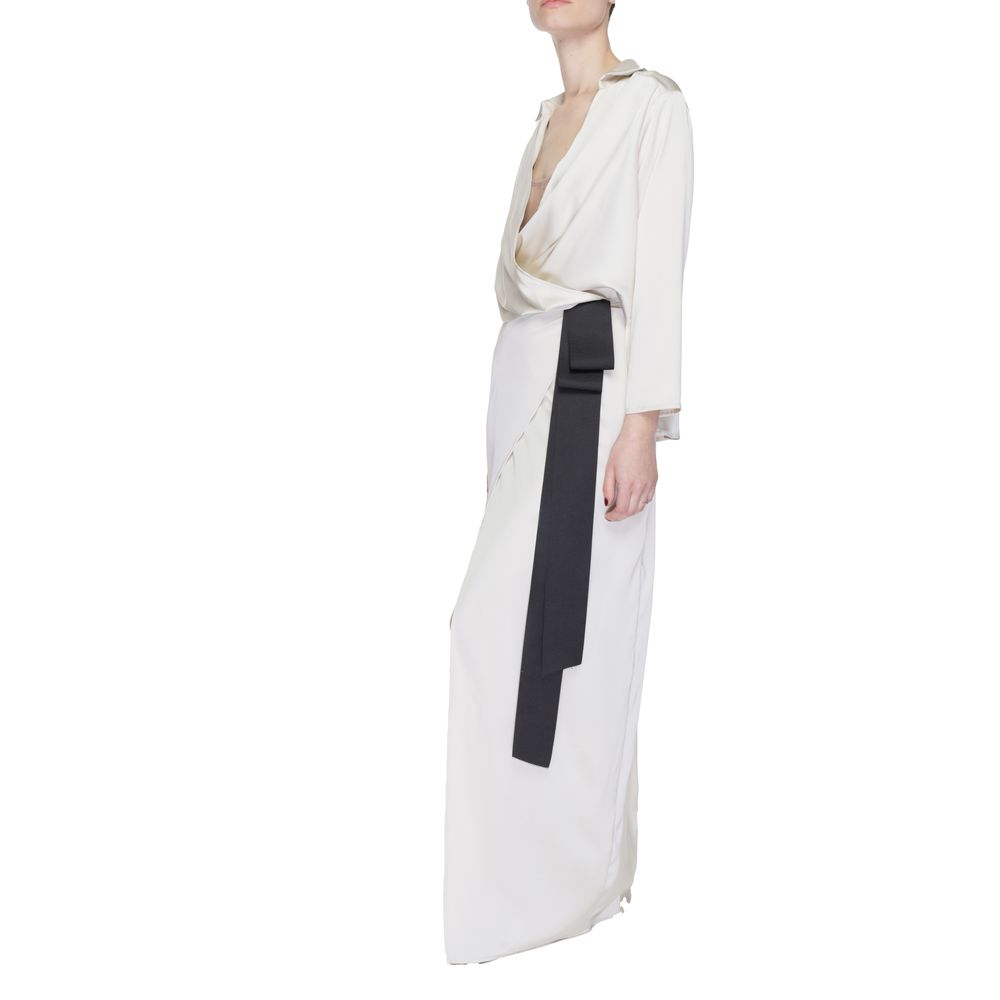 Sandro Ferrone Beigefarbenes Polyester-Maxikleid