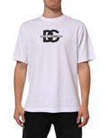 Dolce & Gabbana White Logo Print Cotton Crewneck Men's T-Shirt