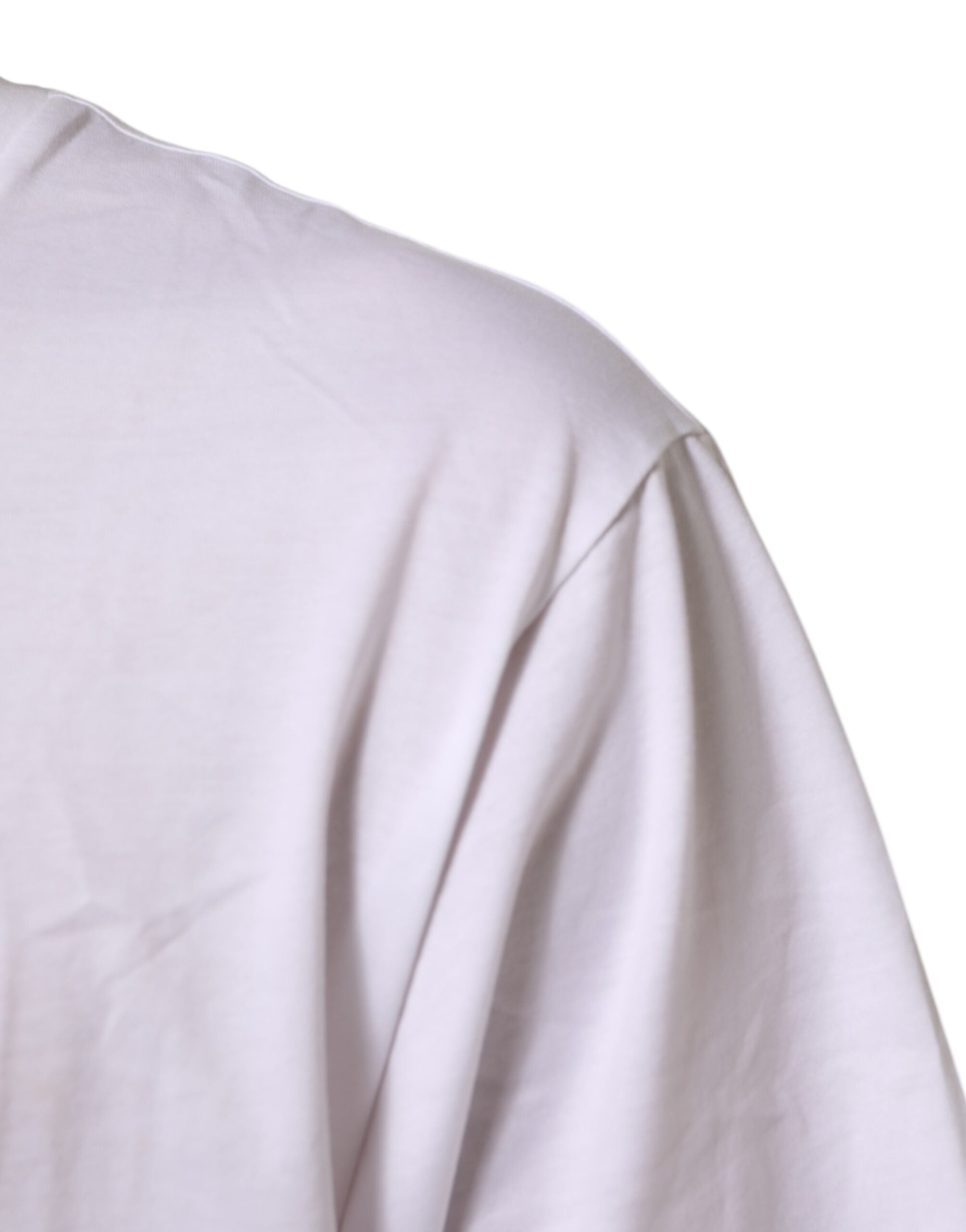 Dolce & Gabbana White Logo Print Cotton Crewneck Men's T-Shirt