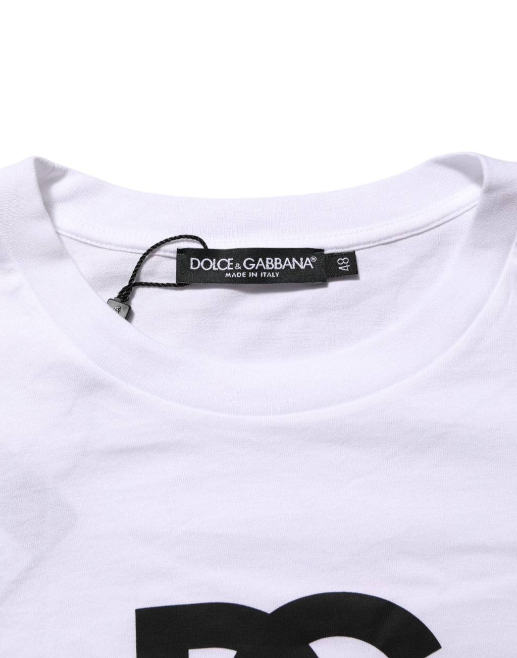 Dolce & Gabbana White Logo Print Cotton Crewneck Men's T-Shirt